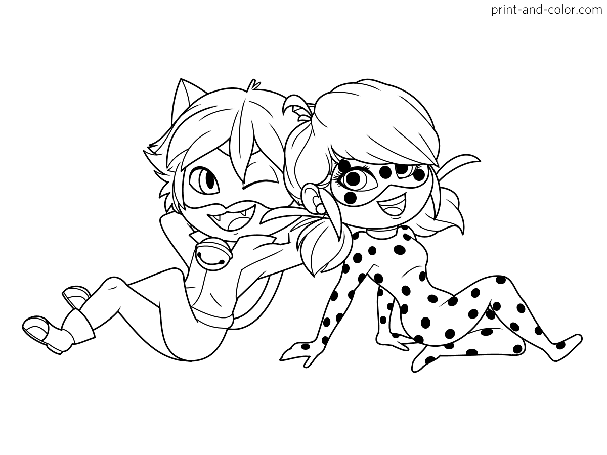 Ladybug and Cat Noir Coloring Page